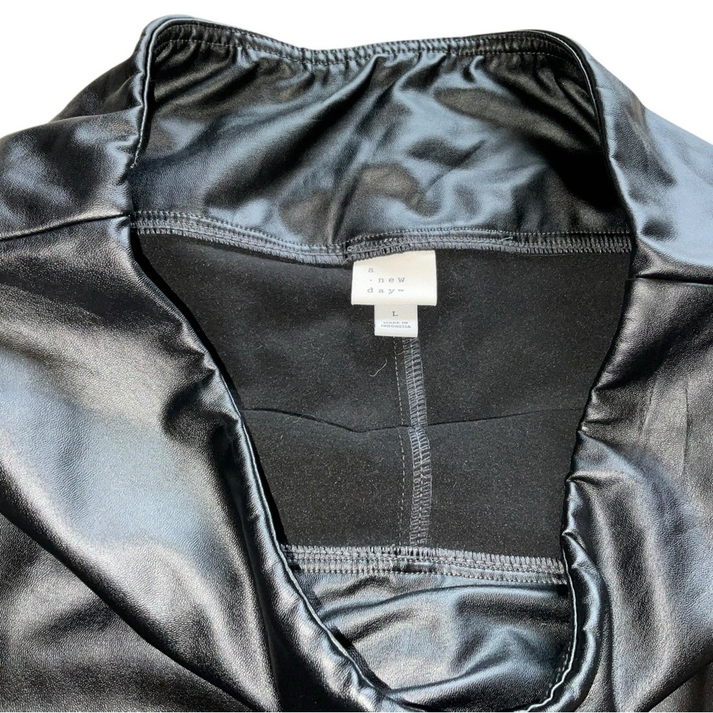 A New Day Black Faux Leather Leggings - Picture 2 of 4
